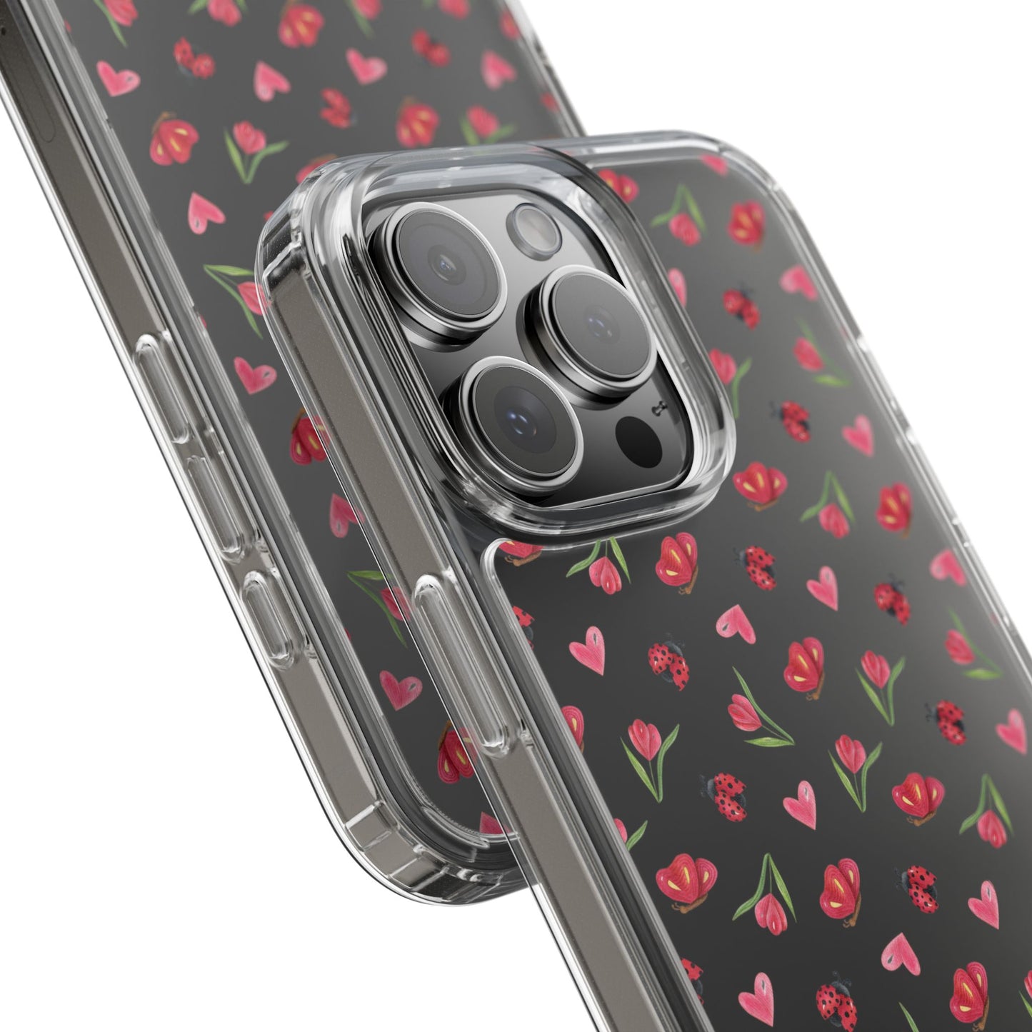 Ladybug and Flowers - Clear Phone Case