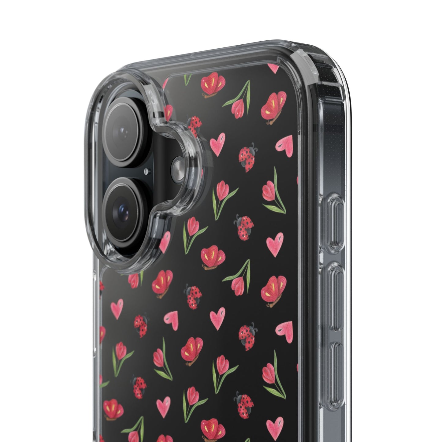 Ladybug and Flowers - Clear Phone Case