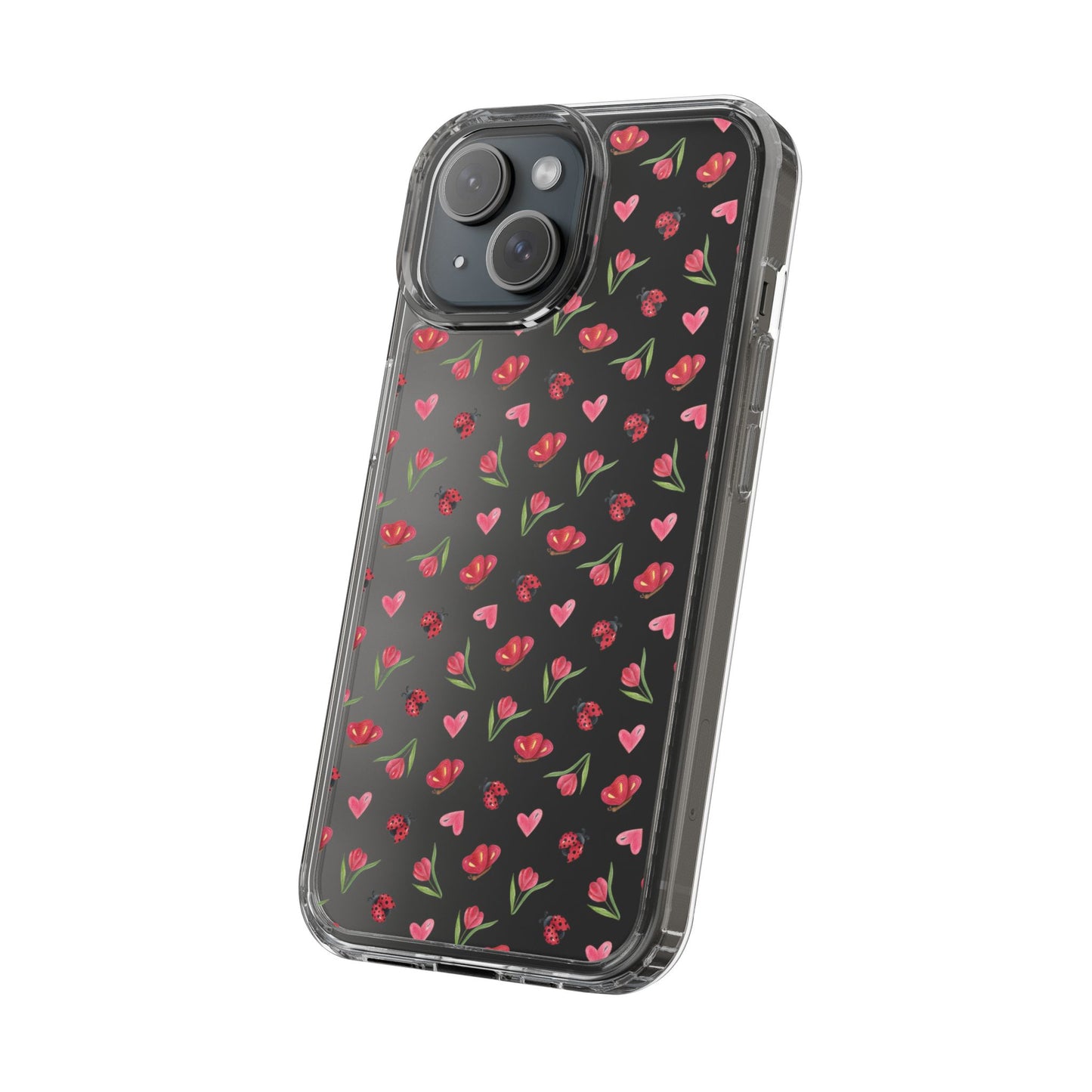 Ladybug and Flowers - Clear Phone Case