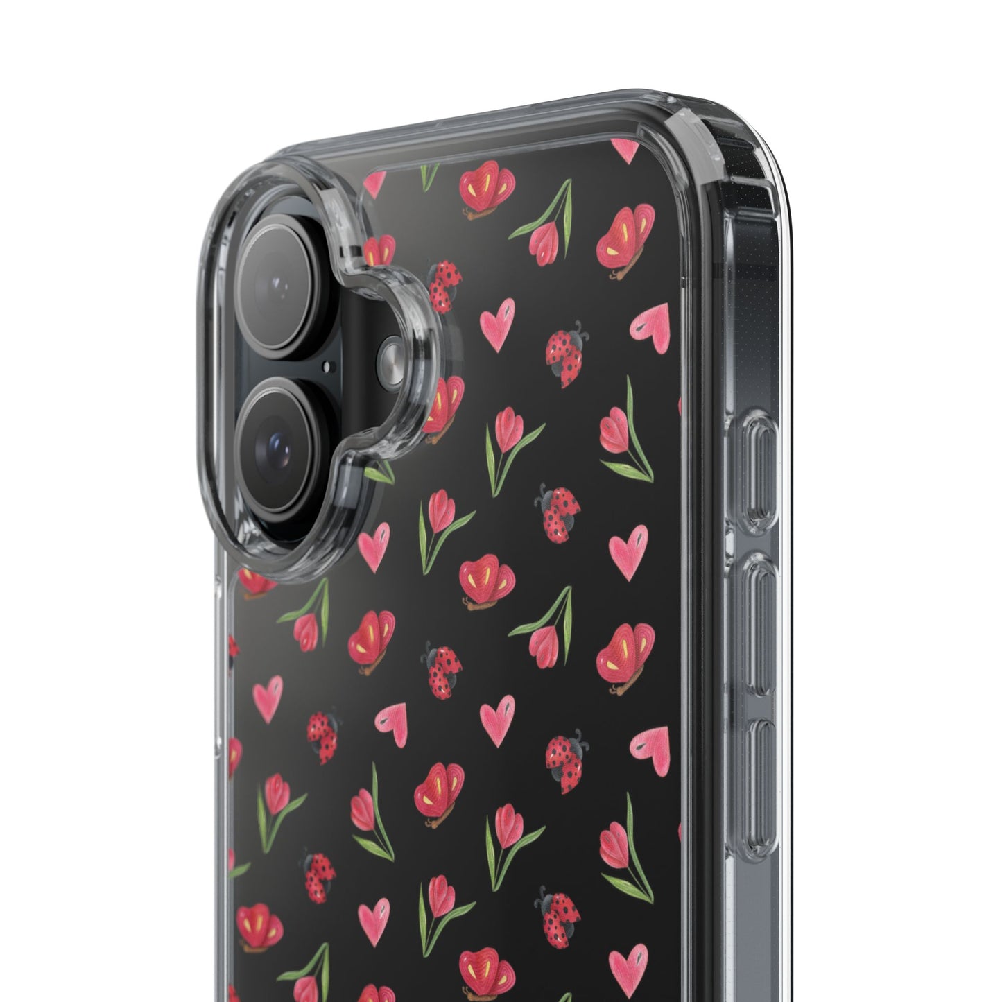 Ladybug and Flowers - Clear Phone Case