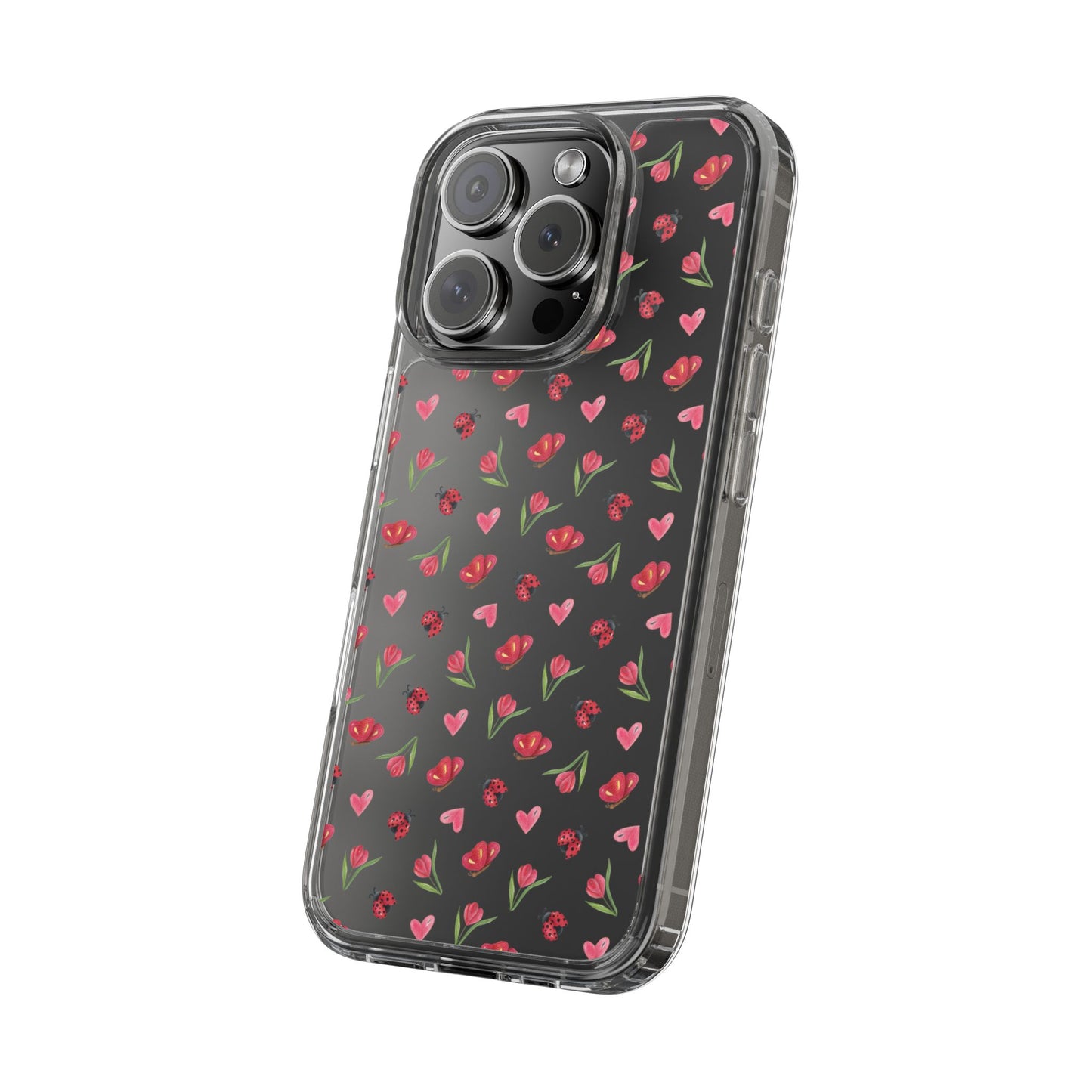 Ladybug and Flowers - Clear Phone Case