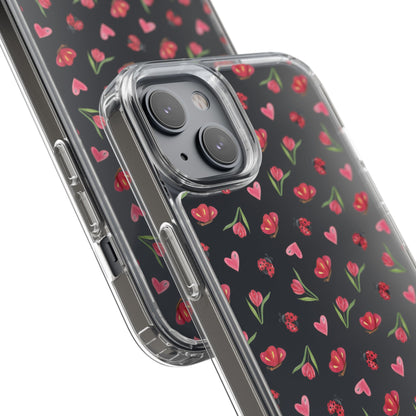 Ladybug and Flowers - Clear Phone Case