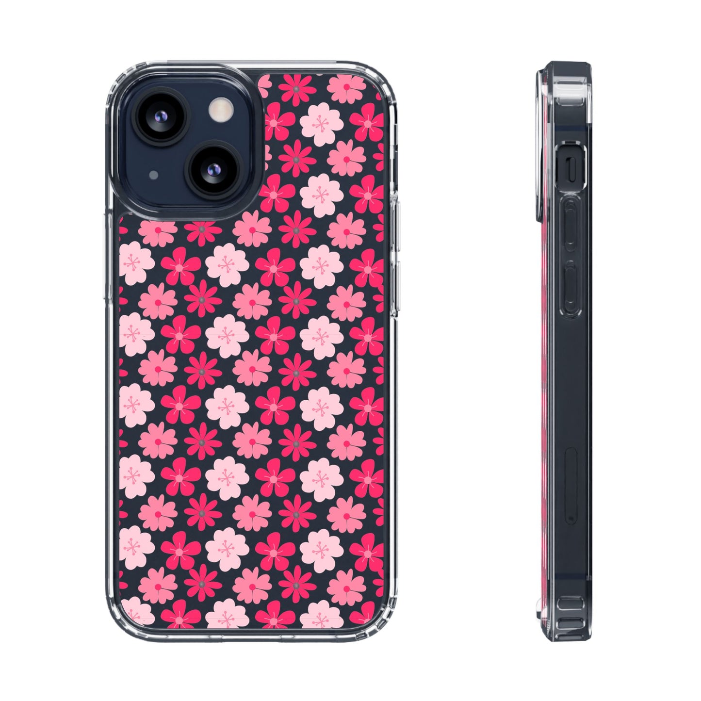 Pink Floral - Clear Phone Case