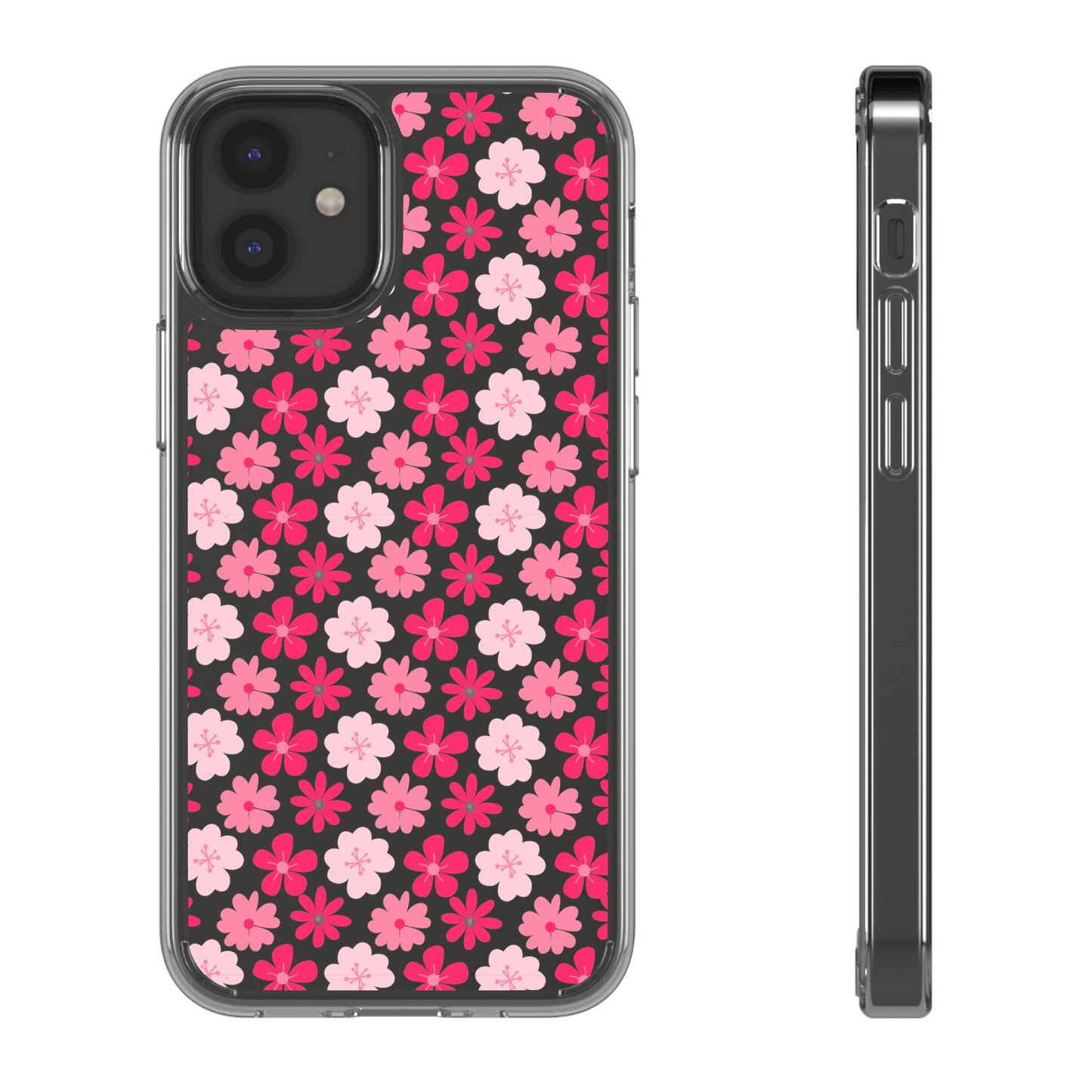 Pink Floral - Clear Phone Case