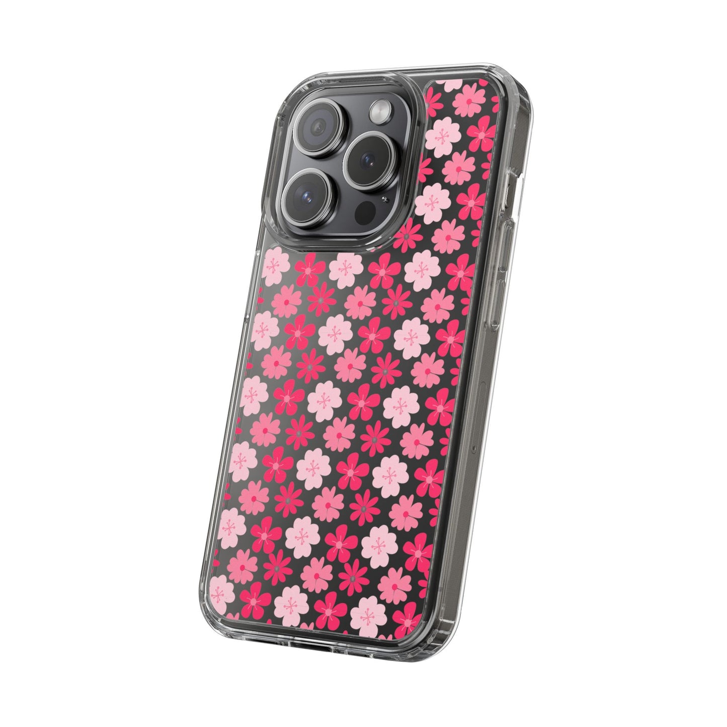 Pink Floral - Clear Phone Case
