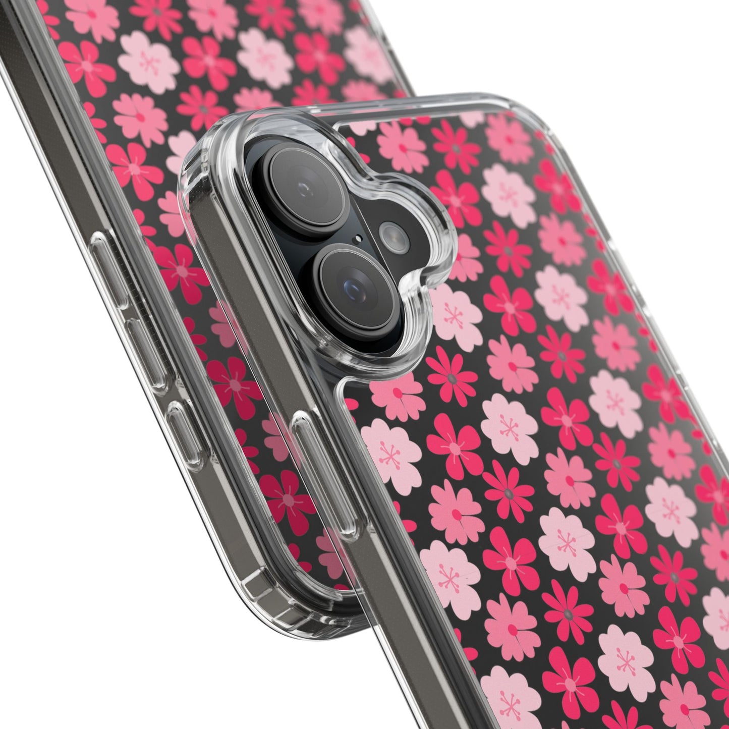 Pink Floral - Clear Phone Case