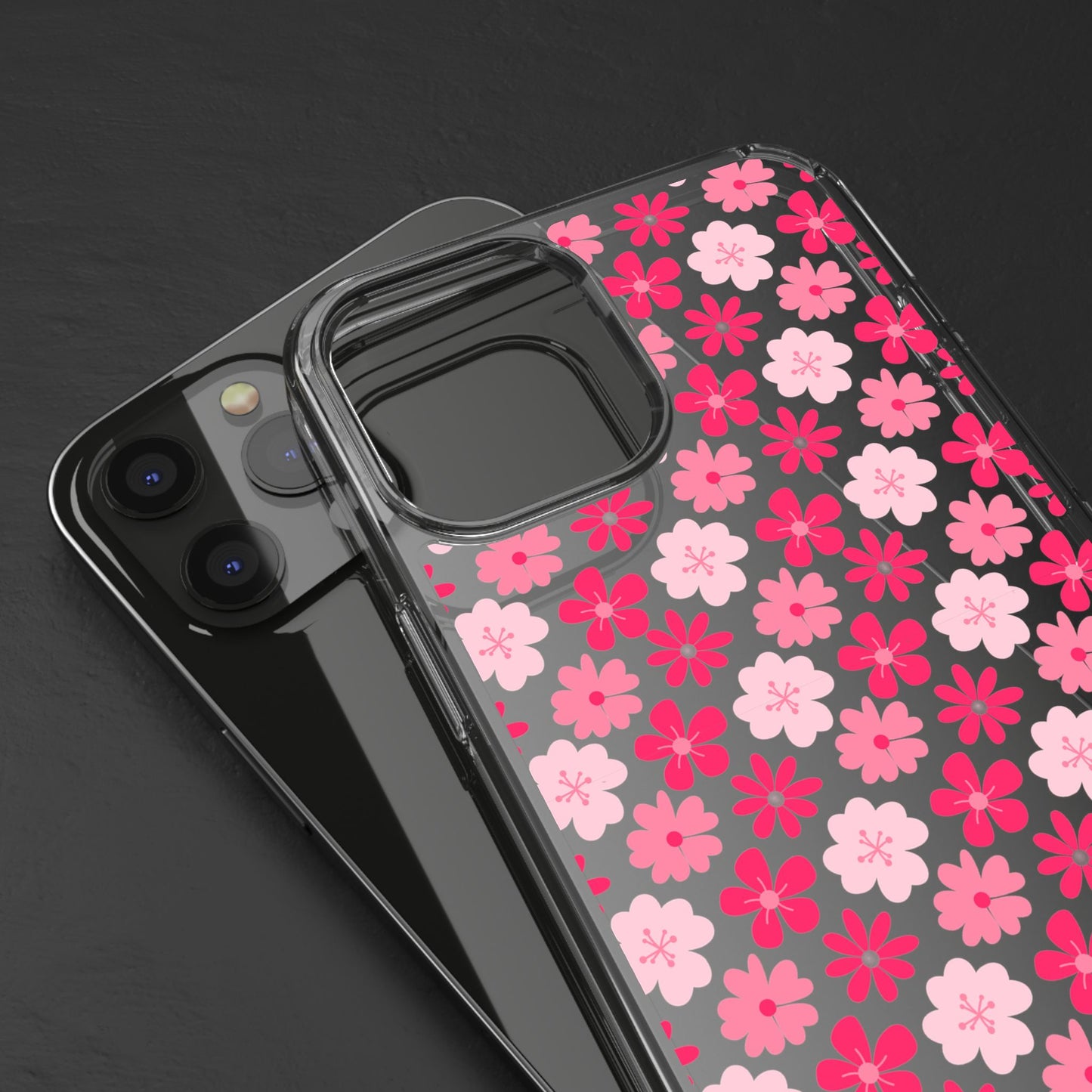 Pink Floral - Clear Phone Case