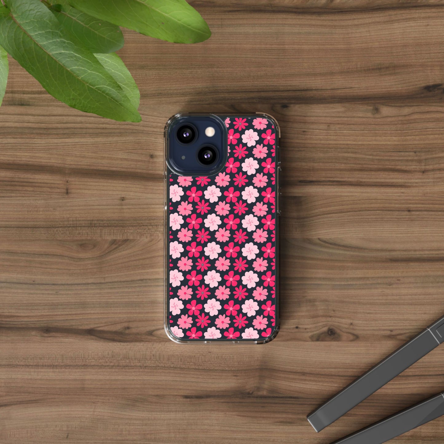 Pink Floral - Clear Phone Case