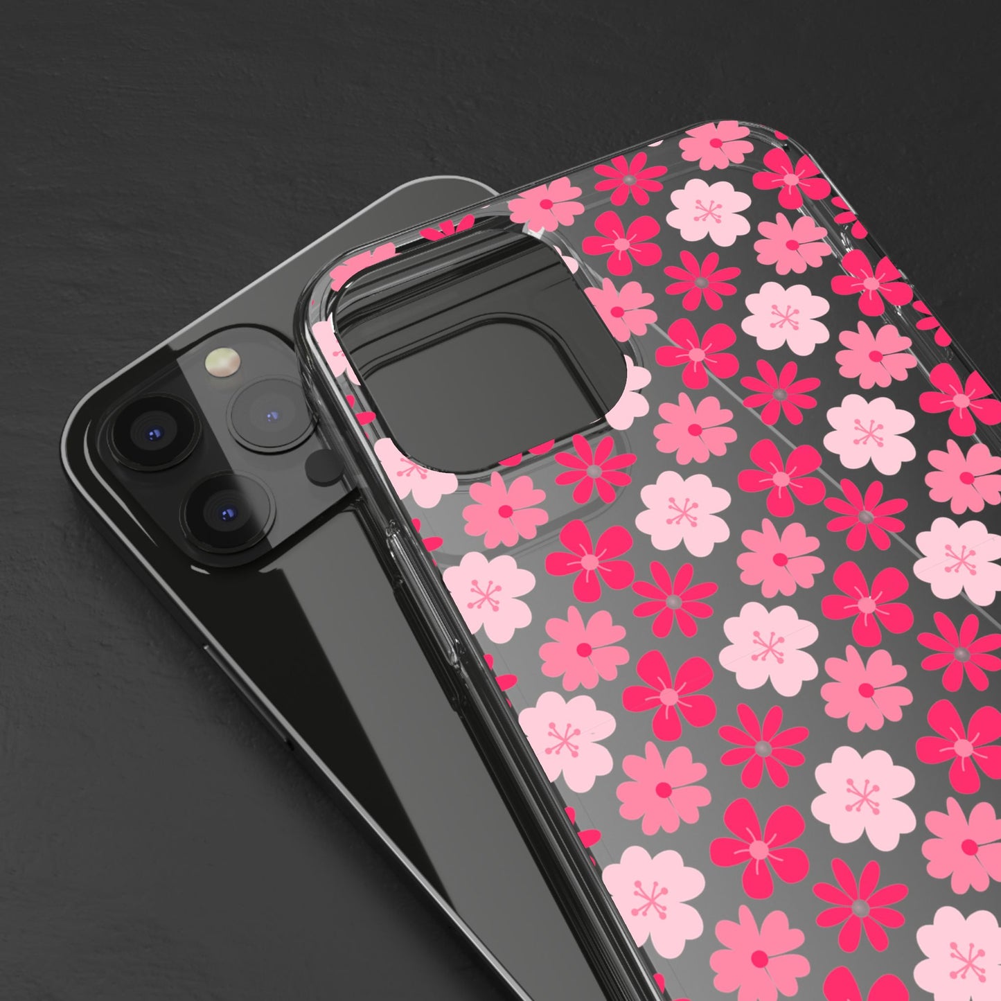 Pink Floral - Clear Phone Case