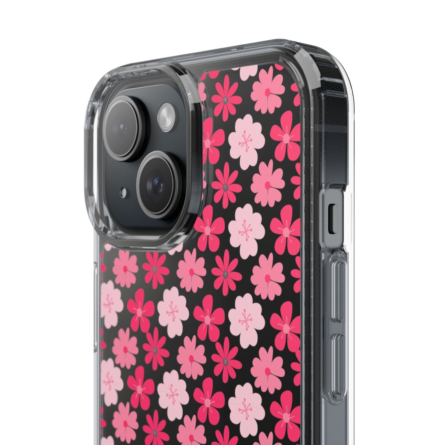 Pink Floral - Clear Phone Case