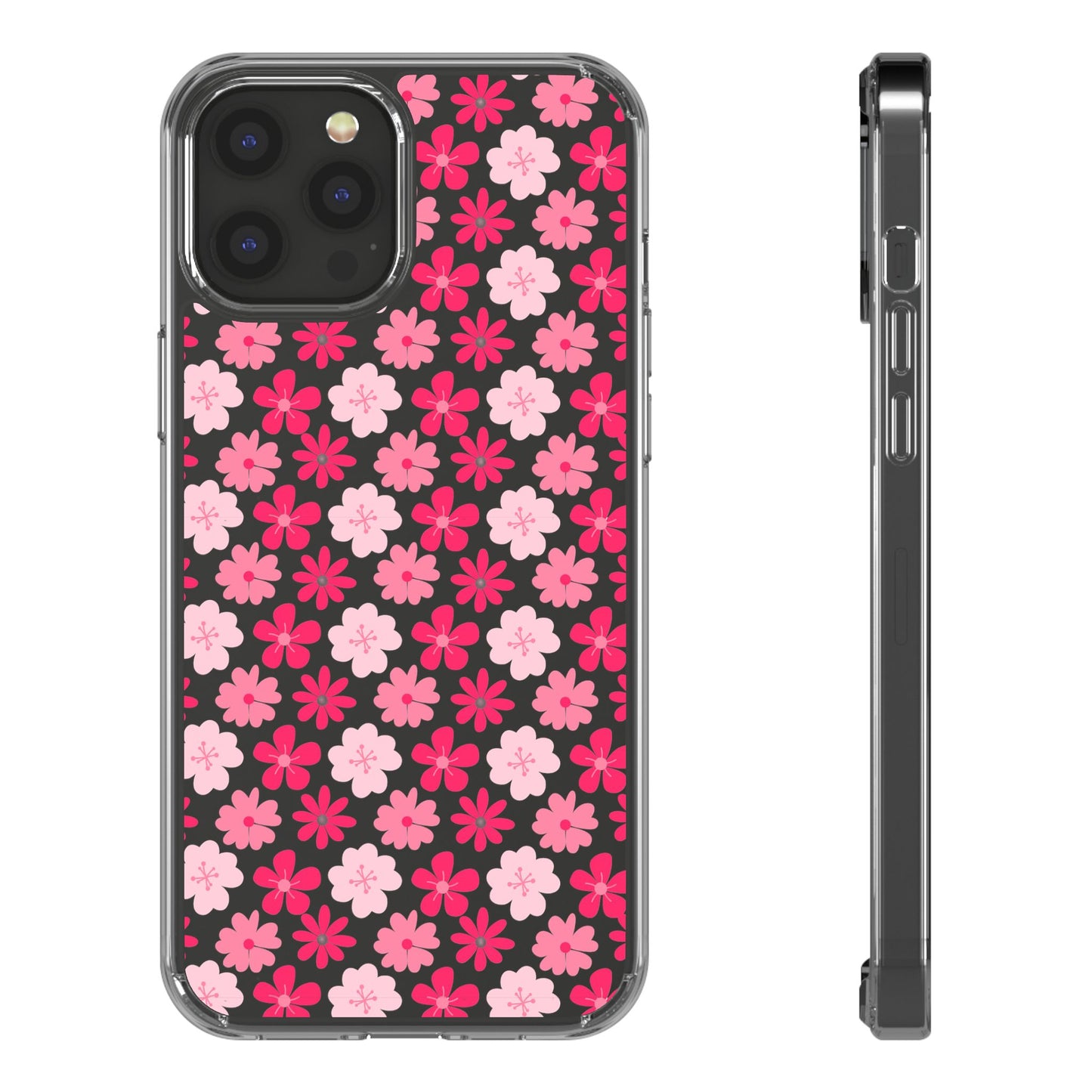 Pink Floral - Clear Phone Case