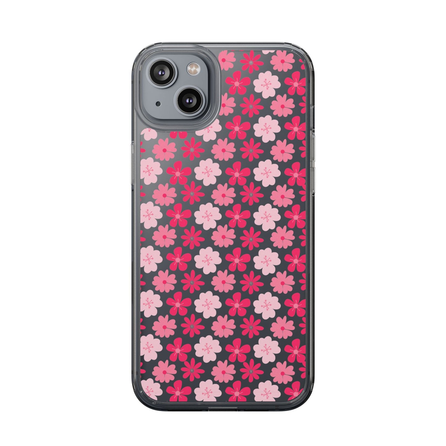 Pink Floral - Clear Phone Case
