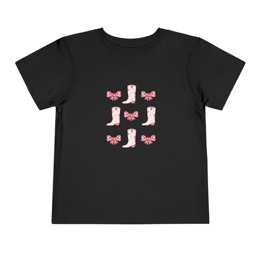 Cute Toddler Boot & Bow Short Sleeve Tee