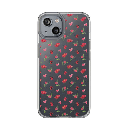 Ladybug and Flowers - Clear Phone Case