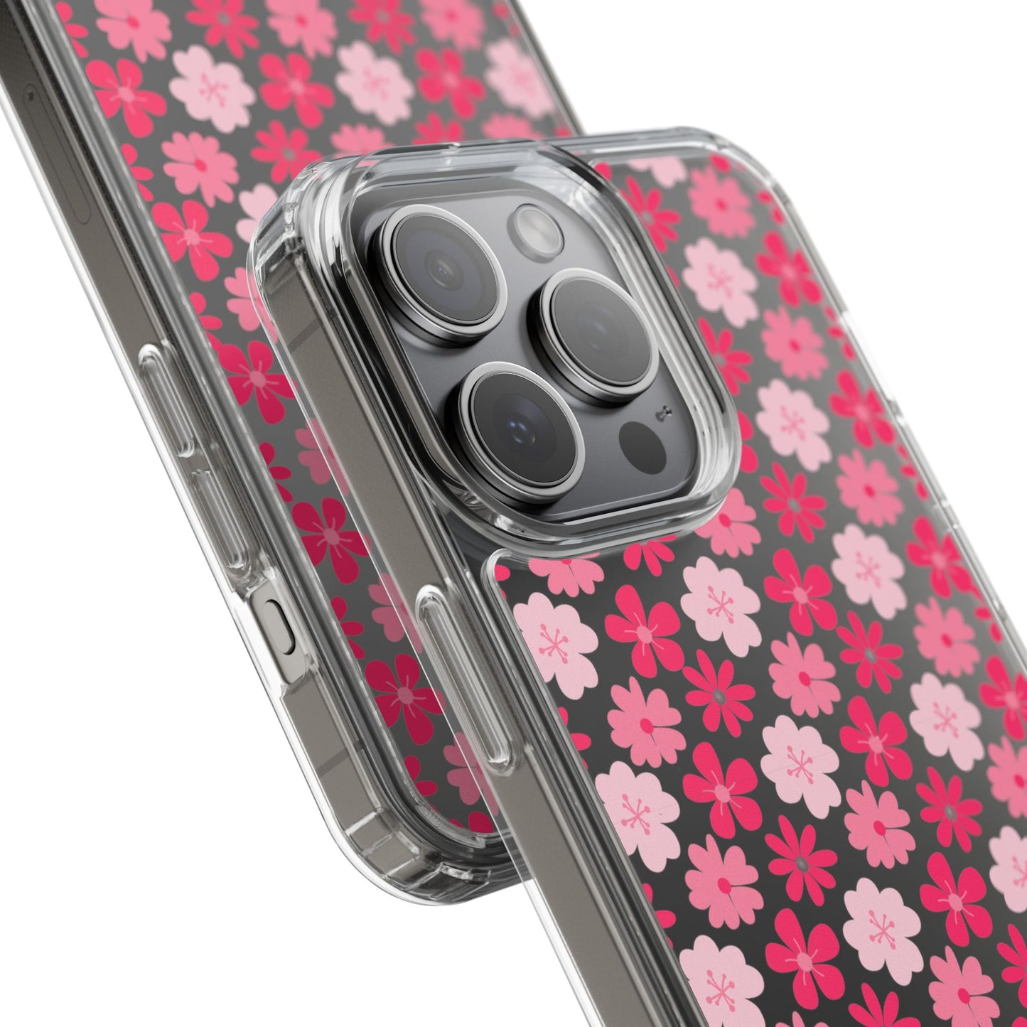 Pink Floral - Clear Phone Case