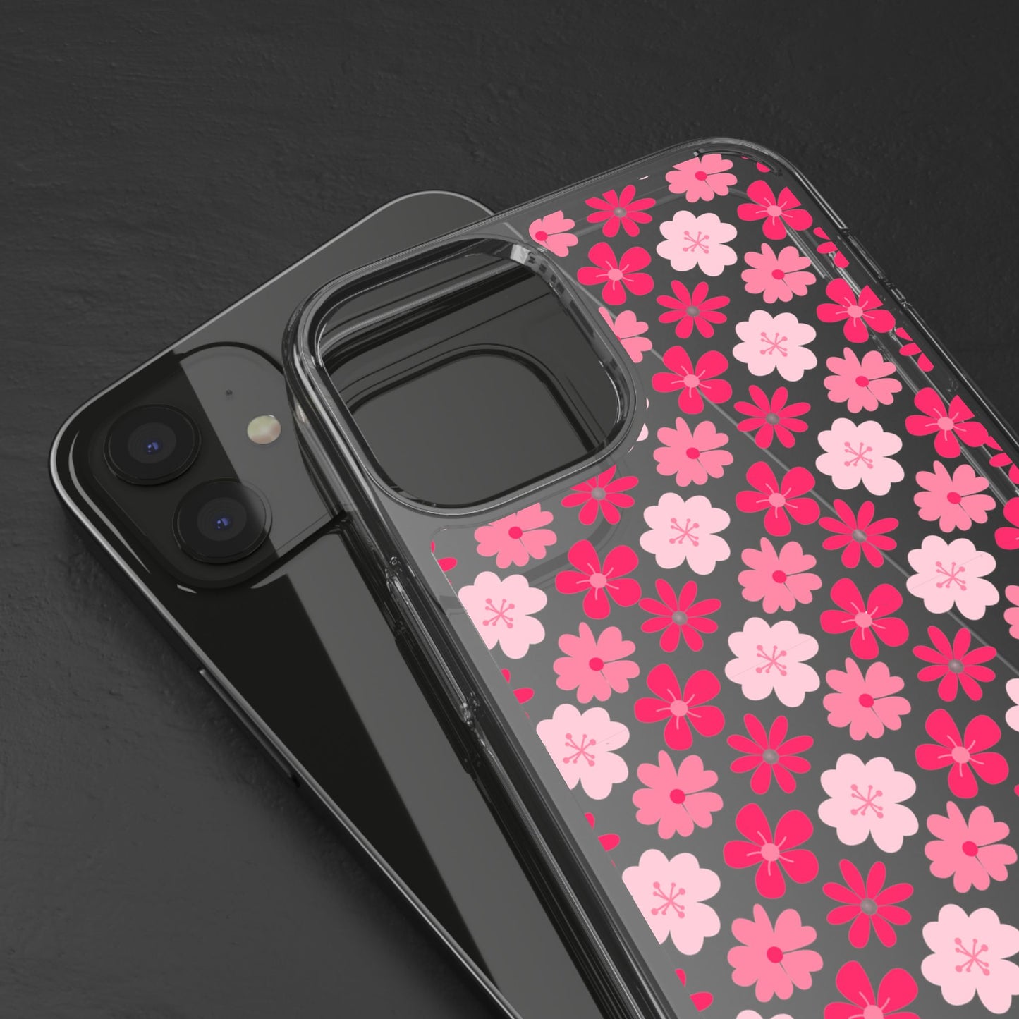 Pink Floral - Clear Phone Case