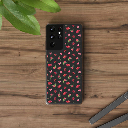 Ladybug and Flowers - Clear Phone Case