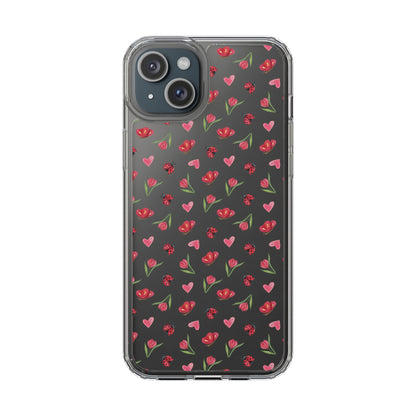 Ladybug and Flowers - Clear Phone Case