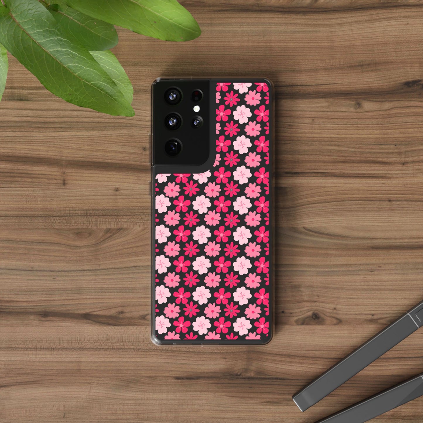 Pink Floral - Clear Phone Case