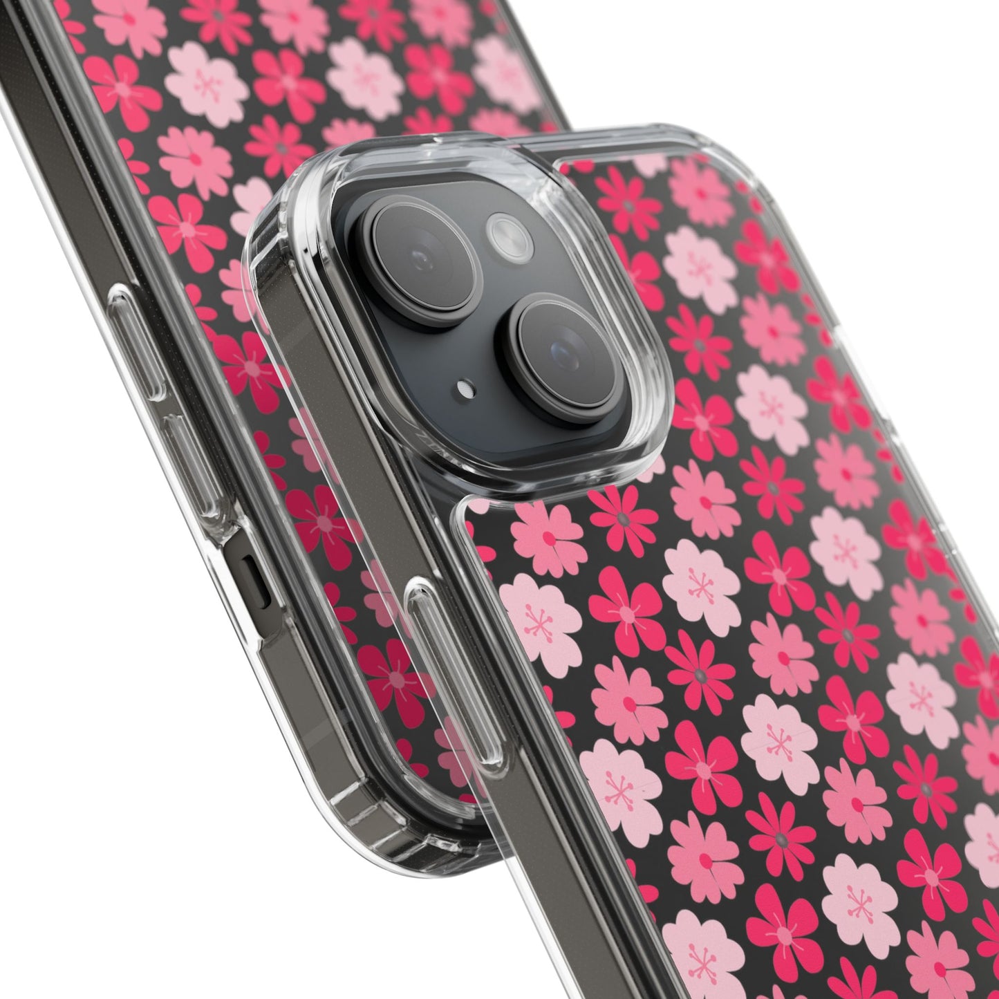Pink Floral - Clear Phone Case