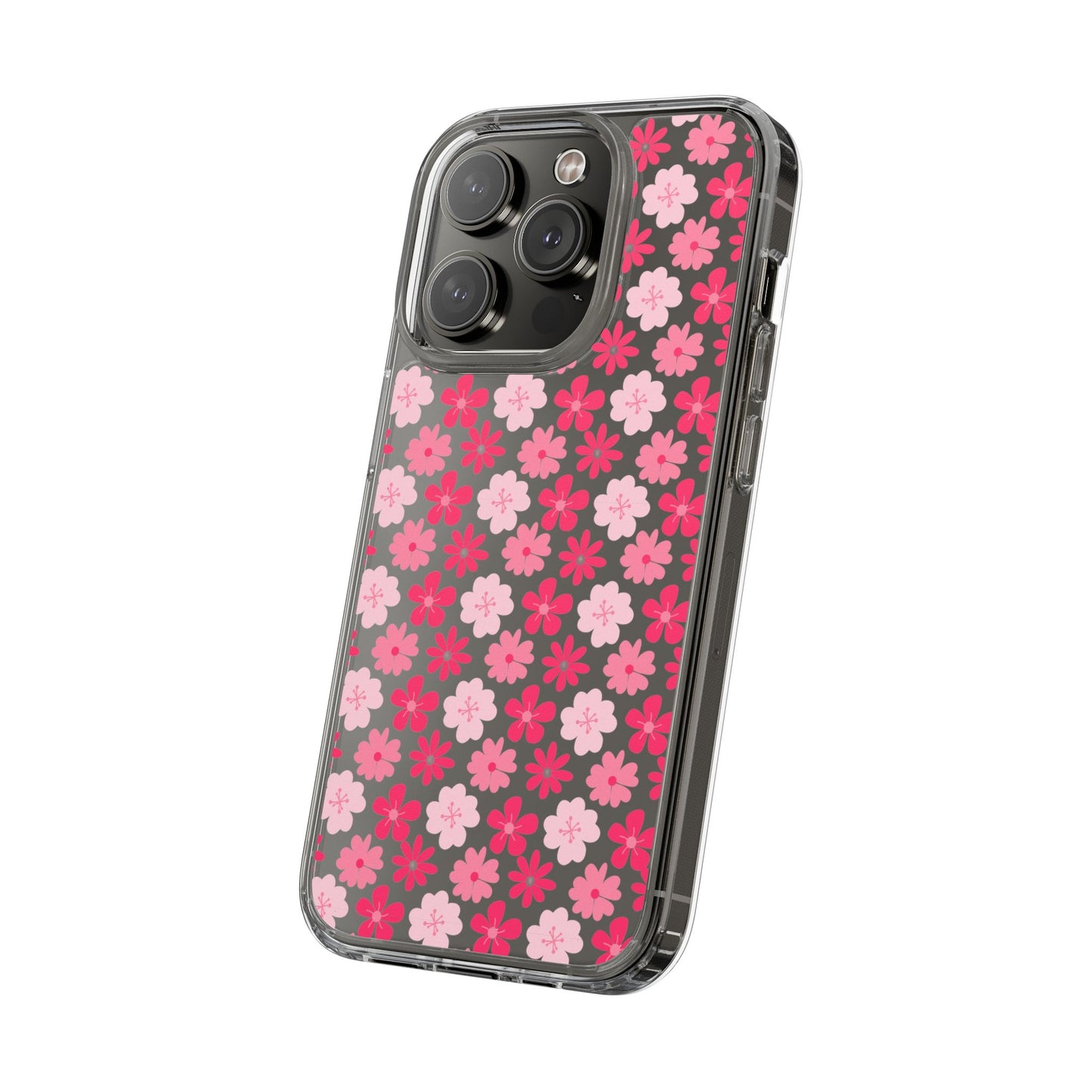 Pink Floral - Clear Phone Case