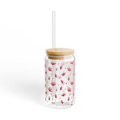 Floral Sipper Glass - 16oz