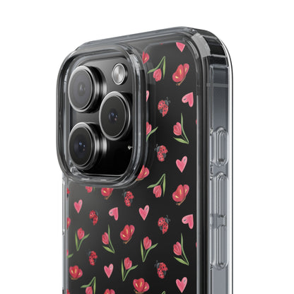Ladybug and Flowers - Clear Phone Case