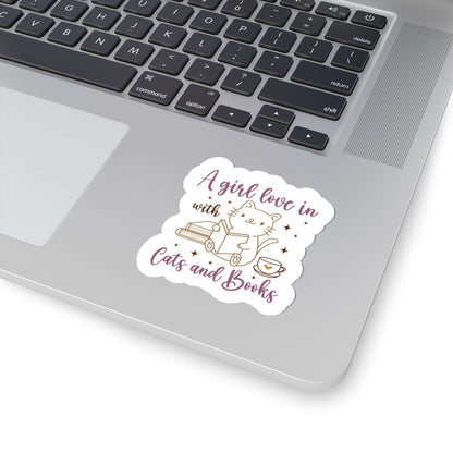 Charming Cat & Books Kiss-Cut Sticker