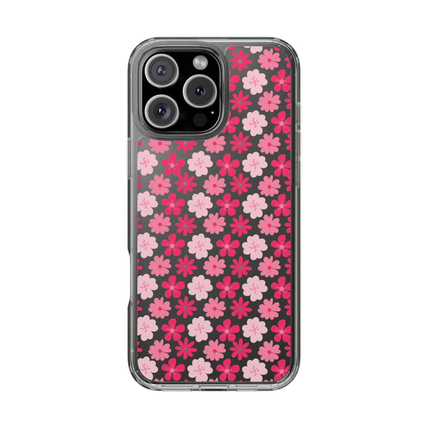 Pink Floral - Clear Phone Case