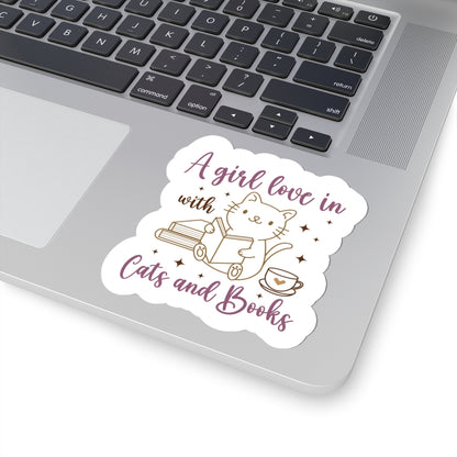 Charming Cat & Books Kiss-Cut Sticker