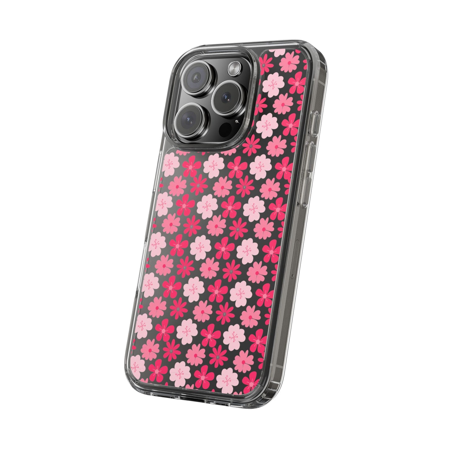 Pink Floral - Clear Phone Case