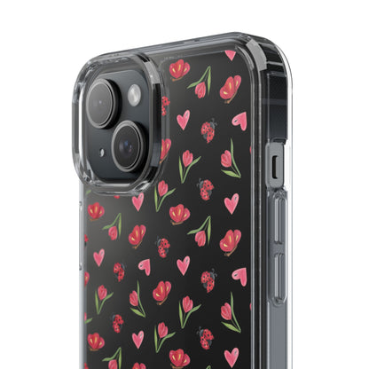 Ladybug and Flowers - Clear Phone Case