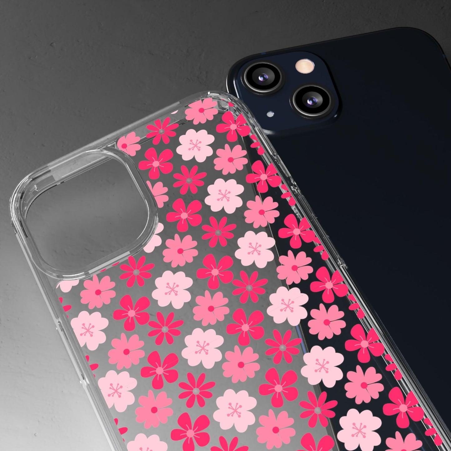 Pink Floral - Clear Phone Case