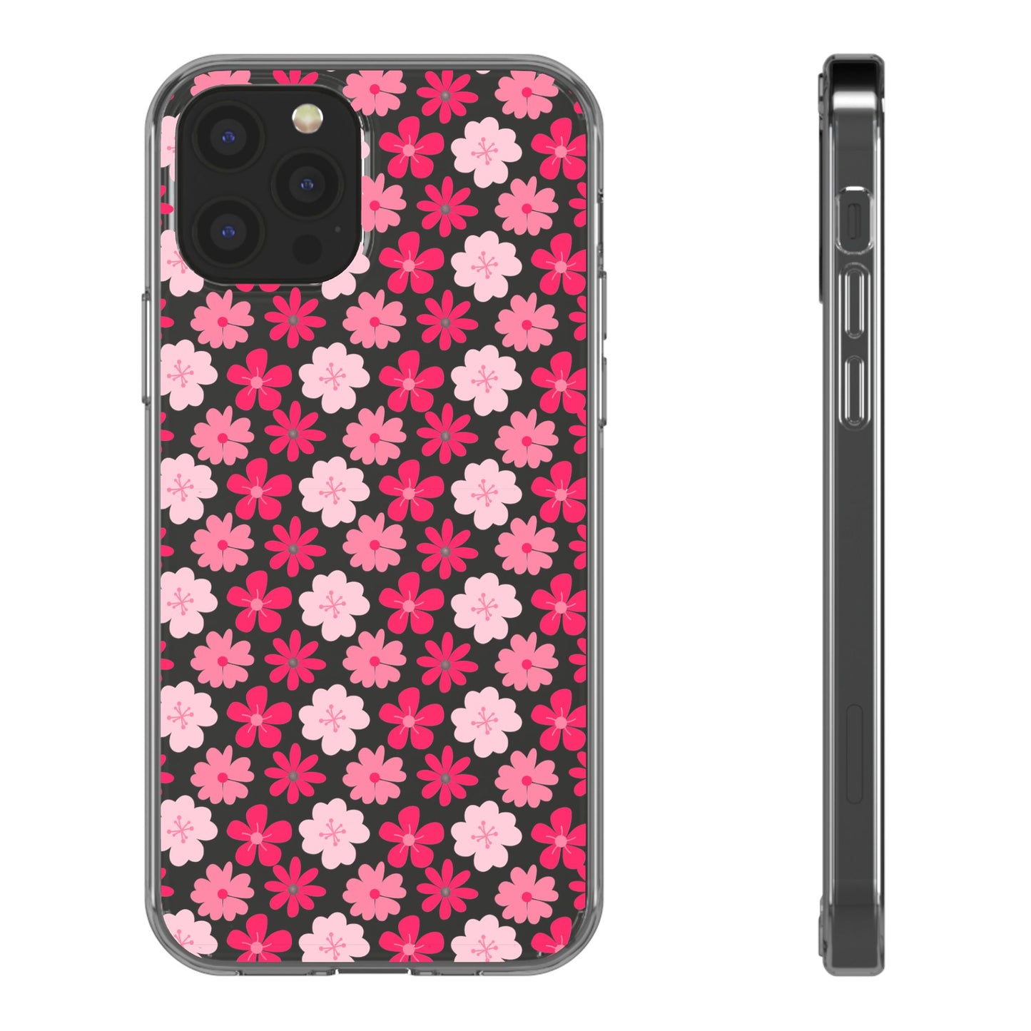 Pink Floral - Clear Phone Case