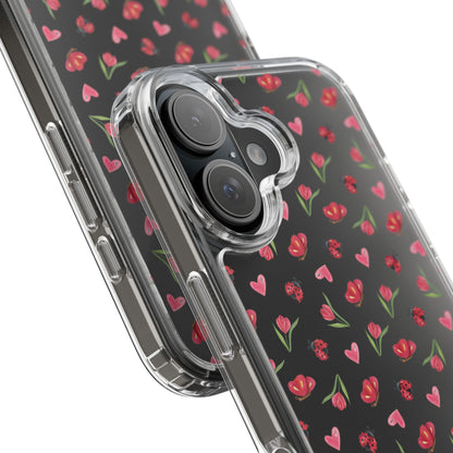 Ladybug and Flowers - Clear Phone Case