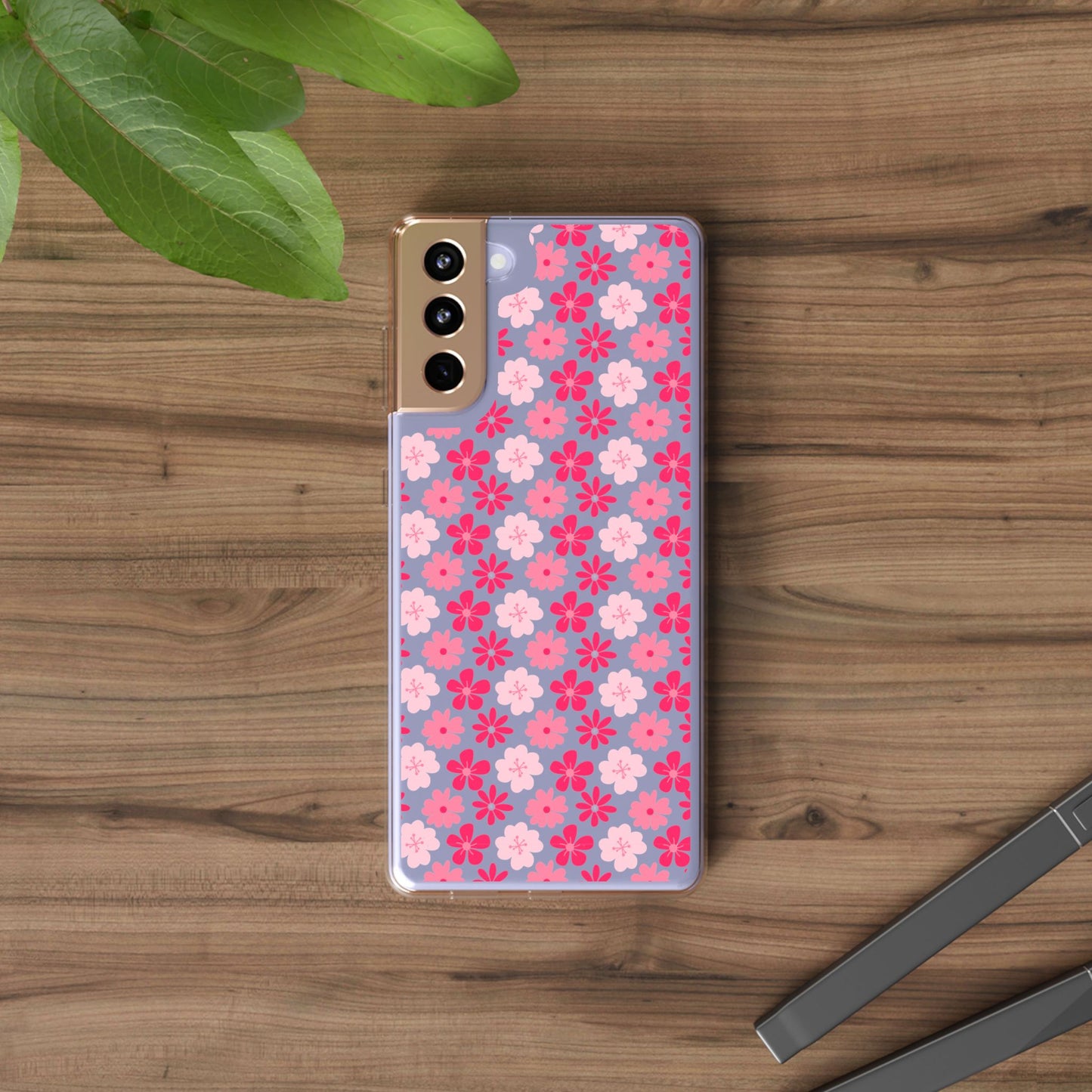 Pink Floral - Clear Phone Case