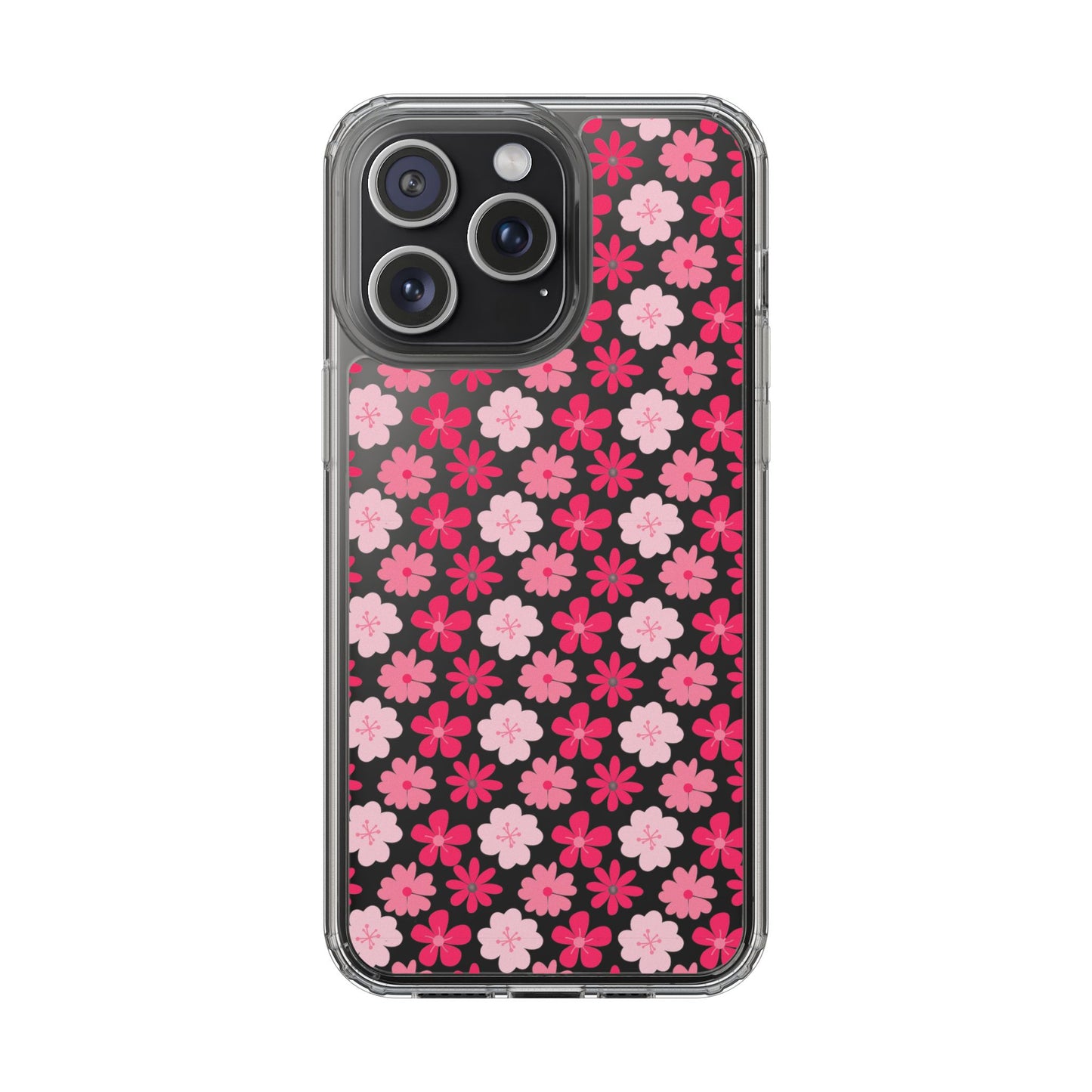 Pink Floral - Clear Phone Case