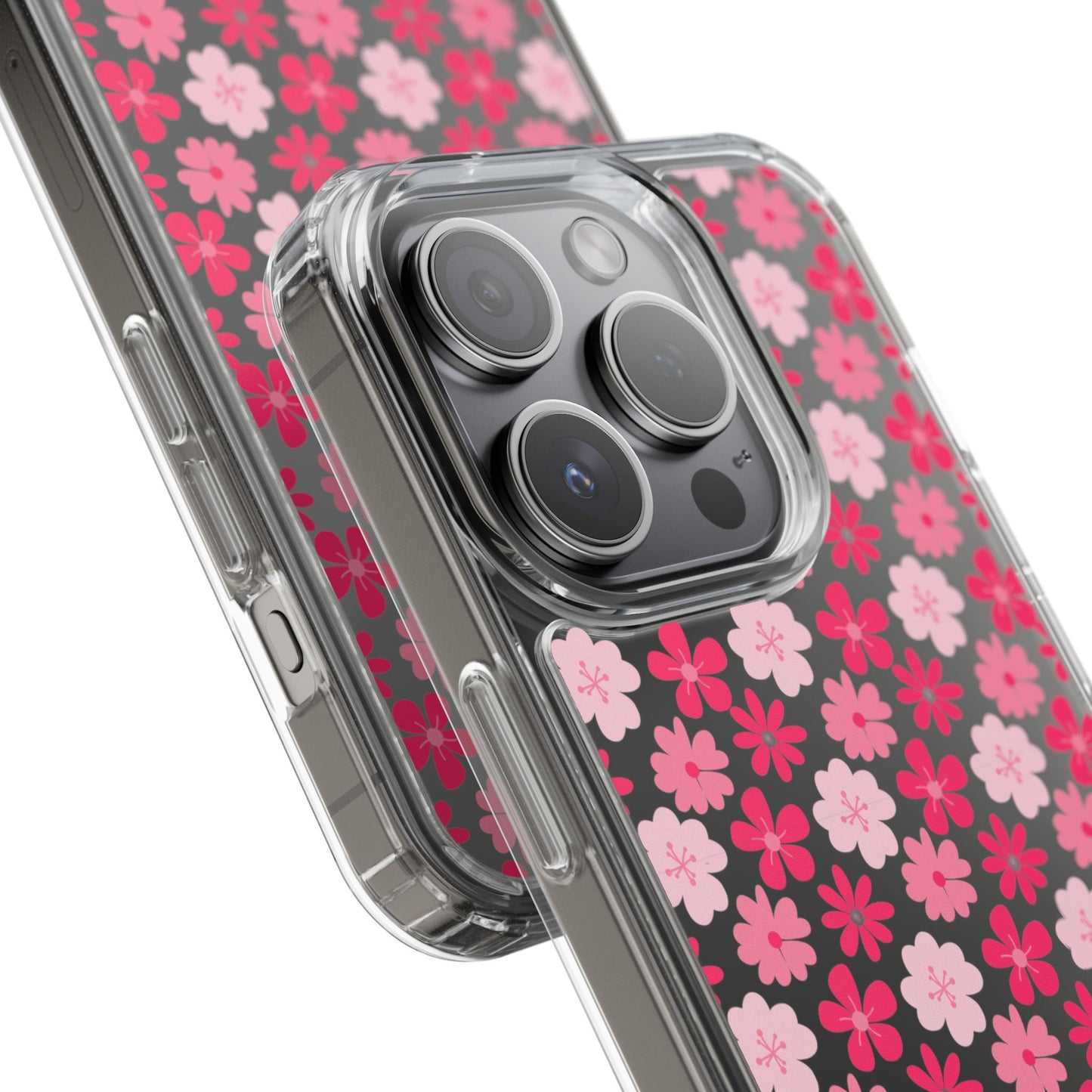 Pink Floral - Clear Phone Case