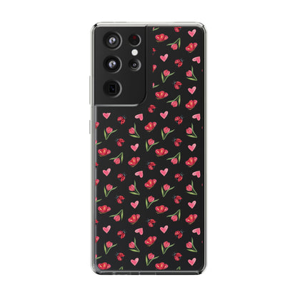 Ladybug and Flowers - Clear Phone Case