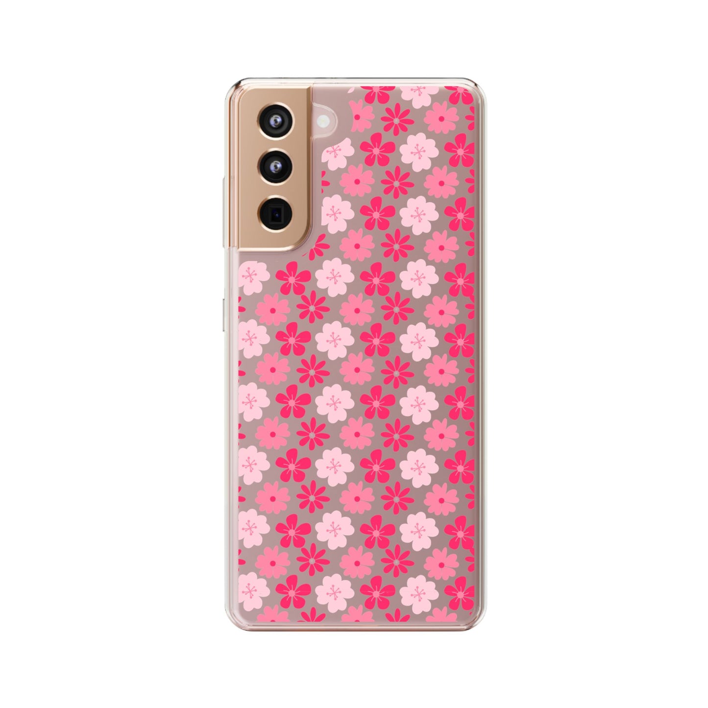 Pink Floral - Clear Phone Case