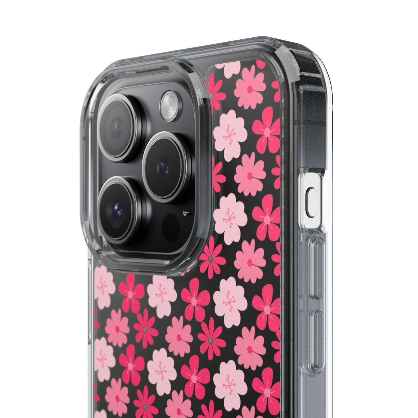 Pink Floral - Clear Phone Case