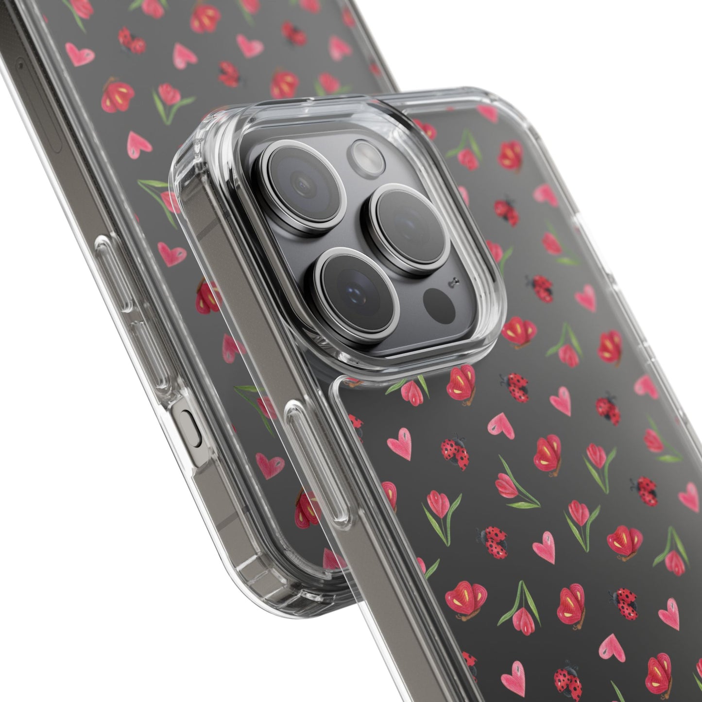 Ladybug and Flowers - Clear Phone Case