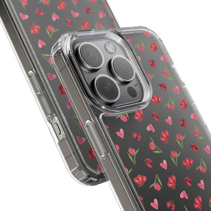 Ladybug and Flowers - Clear Phone Case