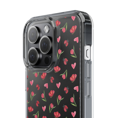 Ladybug and Flowers - Clear Phone Case