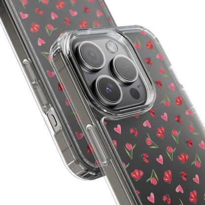 Ladybug and Flowers - Clear Phone Case