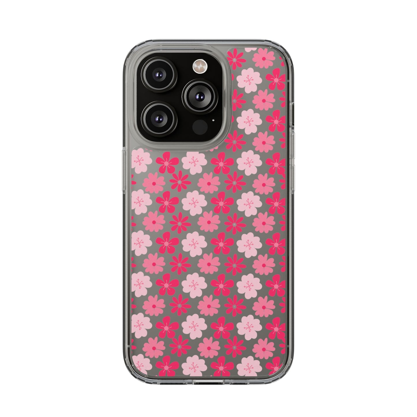 Pink Floral - Clear Phone Case