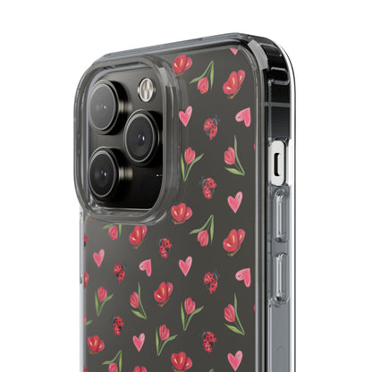 Ladybug and Flowers - Clear Phone Case