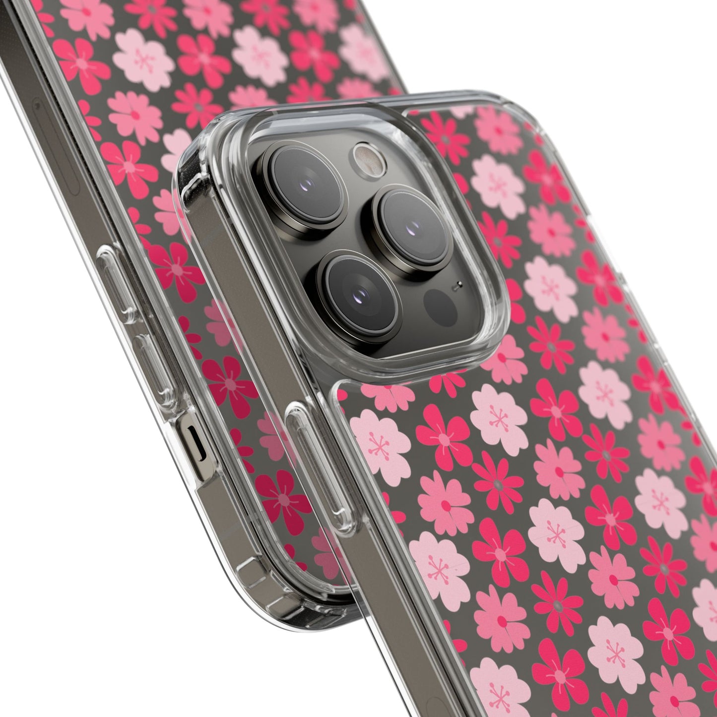 Pink Floral - Clear Phone Case