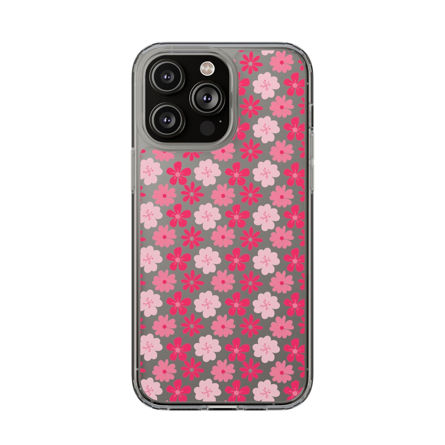 Pink Floral - Clear Phone Case