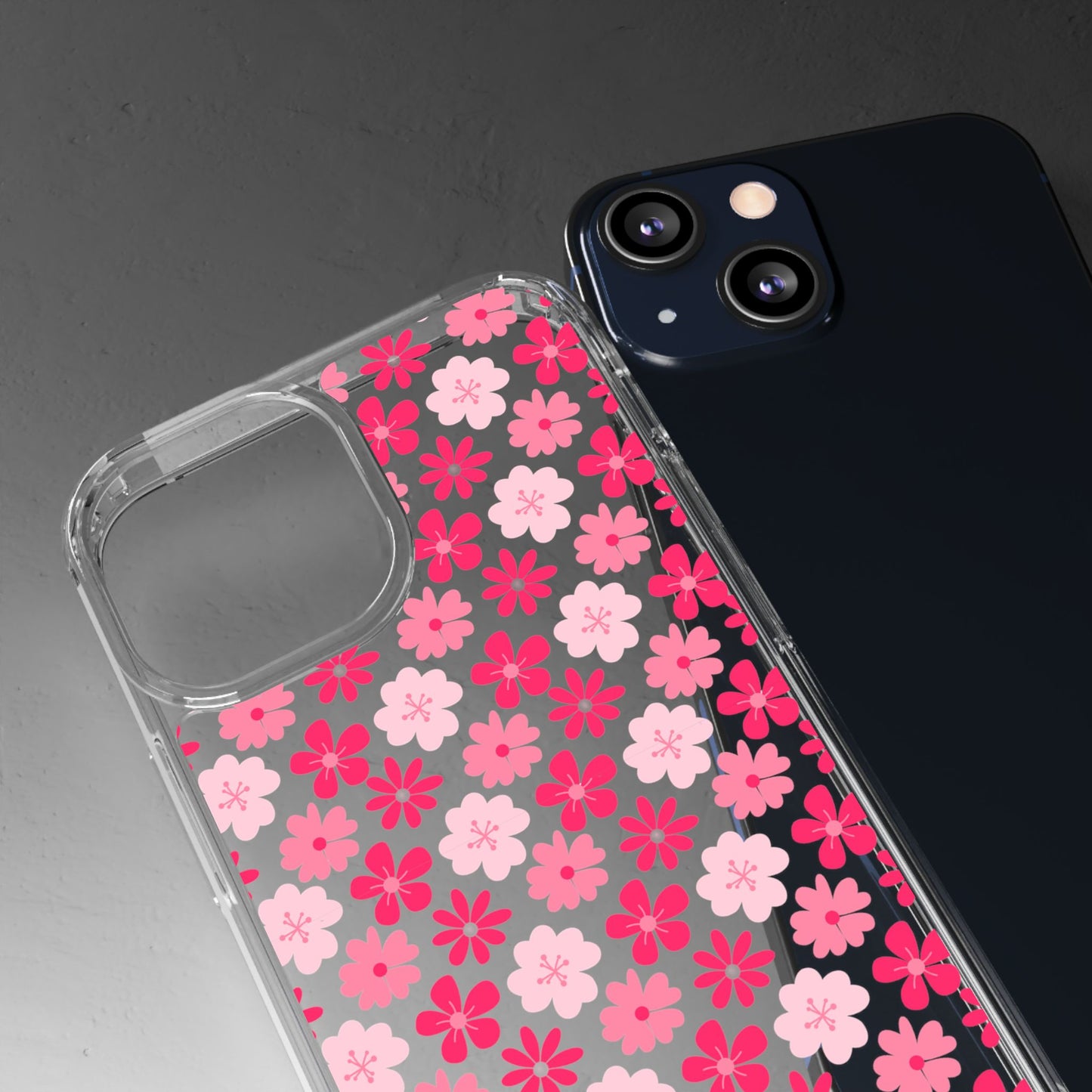 Pink Floral - Clear Phone Case